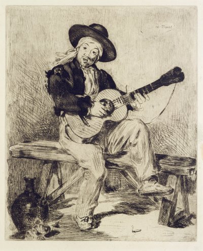 Kitaristi (etsaus) tekijältä Édouard Manet