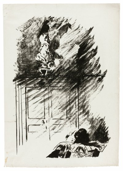 Korppi Pallaksen rintakuvalla ("Istui Pallasin rintakuvalla..."), elokuvasta Korppi (Le Corbeau) tekijältä Édouard Manet