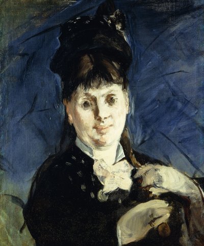 Nainen ja sateenvarjo; Nainen päivänvarjolla, n. 1875 tekijältä Édouard Manet