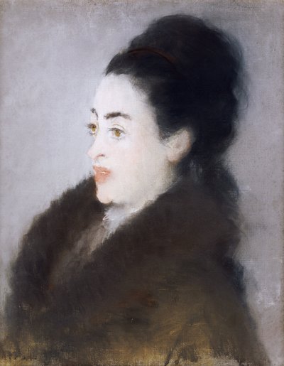 Nainen turkissa profiilissa, 1879 tekijältä Édouard Manet