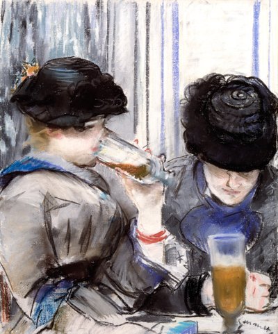 Naiset juomassa olutta tekijältä Édouard Manet