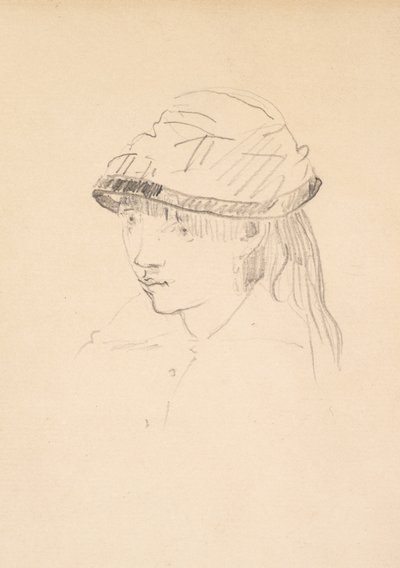 Nuori tyttö pyöreässä hatussa, 1878-79 (grafiitti paperille) tekijältä Édouard Manet