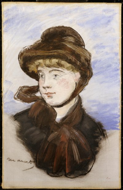 Nuori tyttö ruskeassa hatussa, 1882 tekijältä Édouard Manet