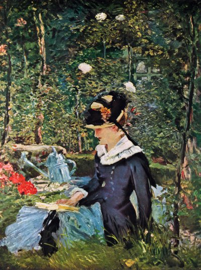 Nuori tyttö Bellevuen puutarhan kynnyksellä, 1880. tekijältä Édouard Manet