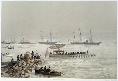 Hallitsijoiden saapuminen Sueziin G. Nicolen Suezin kanavan avajaisissa. 1869 tekijältä Edouard Riou