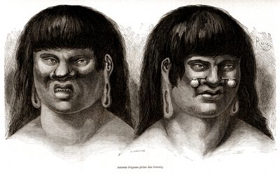 Pari perulaista Orejones-intiaania (Ccotos-heimo). tekijältä Edouard Riou