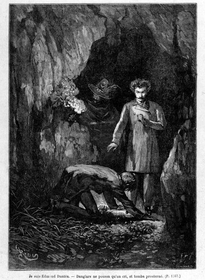 Olen Edmond Dantès - Kaiverrus Riou, kirjassa "" Monte-Criston kreivi"", A. Dumas, toim. Jules Rouff & Cie tekijältä Edouard Riou