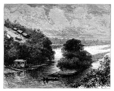LOgooue, Kongo, Afrikka, 1800-luku. tekijältä Edouard Riou