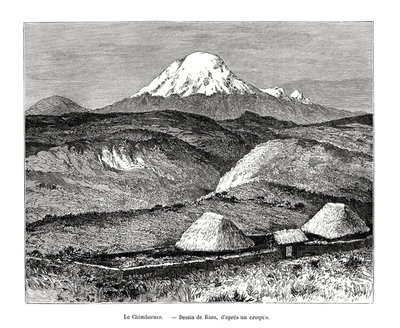 Chimborazo-vuori, Ecuador, 1800-luku tekijältä Edouard Riou