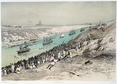 Kulku El-Guisriin G. Nicolen Suezin kanavan avajaisissa. 1869 tekijältä Edouard Riou