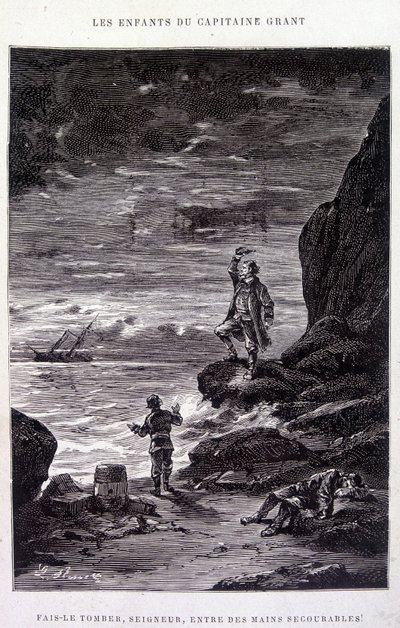 Vie hänet, Herra, masentuneisiin käsiin! Jules Vernen elokuvassa Les Enfants du Capitaine Grant tekijältä Edouard Riou