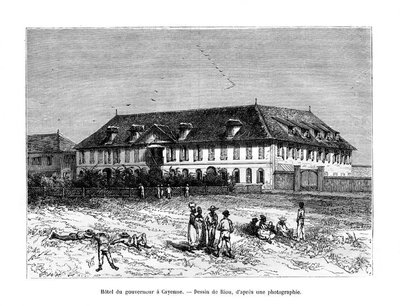 Kuvernöörin talo, Cayenne, Ranskan Guayana, Etelä-Amerikka, 1800-luku tekijältä Edouard Riou