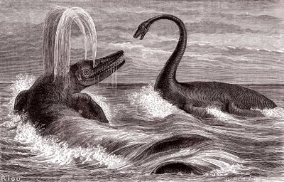 Ichtyosaurus ja plesiosaurus tekijältä Edouard Riou