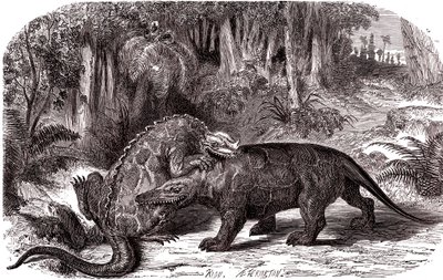 Iguanodon ja Megalosaurus tekijältä Edouard Riou
