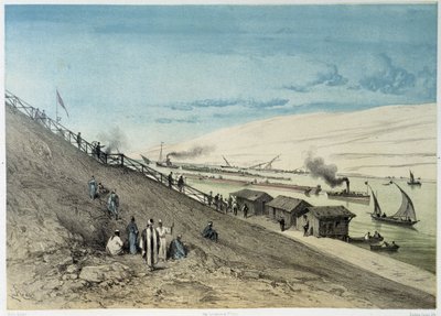 Näkymä kanavasta G. Nicolen Suezin kanavan avajaisissa. 1869 tekijältä Edouard Riou