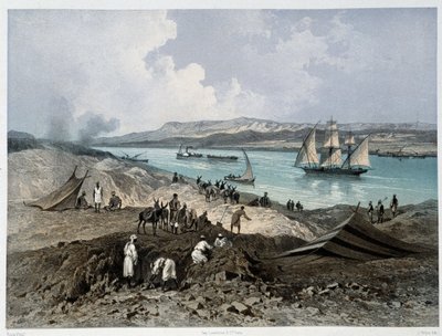 Näkymä kanavasta G. Nicolen Suezin kanavan avajaisissa. 1869 tekijältä Edouard Riou