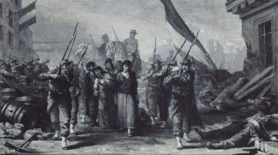 Hôtel de Villen tulipalo vuonna 1871, 1871 (öljy kankaalle) tekijältä Edouard Toudouze