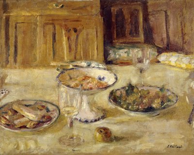 Evästeet ja hedelmäkompotti; Keksejä ja hedelmiä sisältävä kompotti, n. 1922 tekijältä Edouard Vuillard