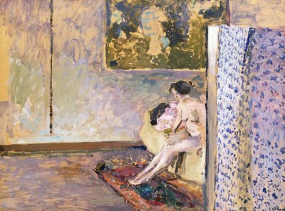 Bonnardin studiossa osoitteessa 60 Rue de Douai: Alaston ruudun ääressä; Bonnardin studiossa, 60 Rue de Douai: Nu au Paravent, tekijältä Edouard Vuillard