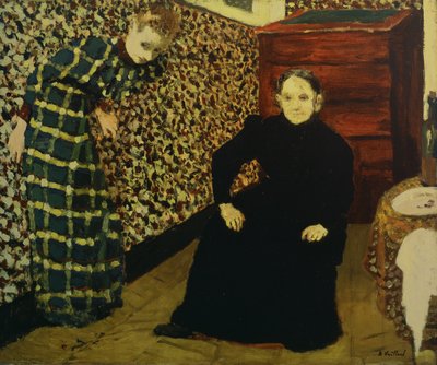 Sisustus, taiteilijan äiti ja sisar, 1893 tekijältä Edouard Vuillard