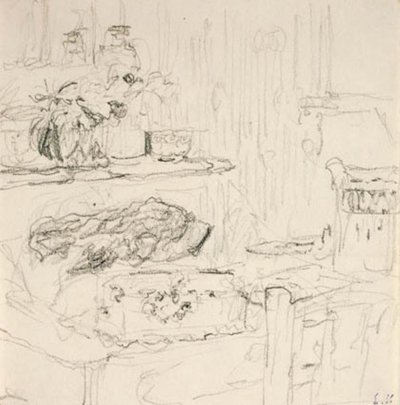 Sisustus neliömäisellä pöydällä tekijältä Edouard Vuillard