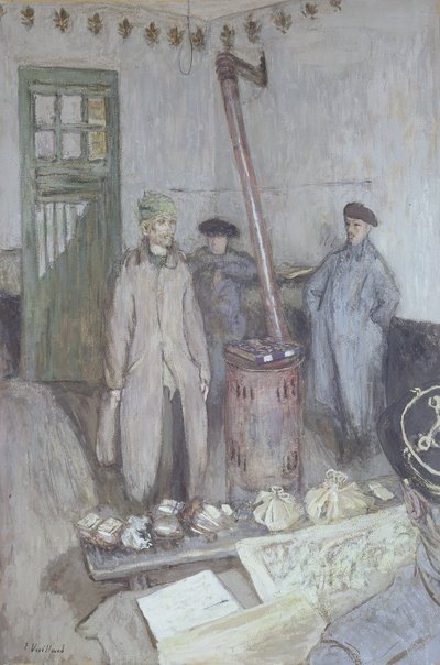 Ranskalaisen upseerin suorittama saksalaisen vangin kuulustelu, 1917 tekijältä Edouard Vuillard