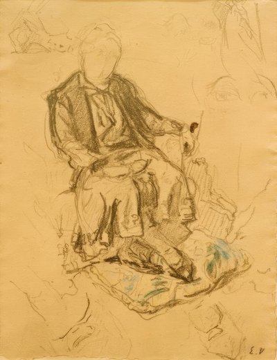 Madame Bénard assise, pieds posés sur un coussin tekijältä Edouard Vuillard