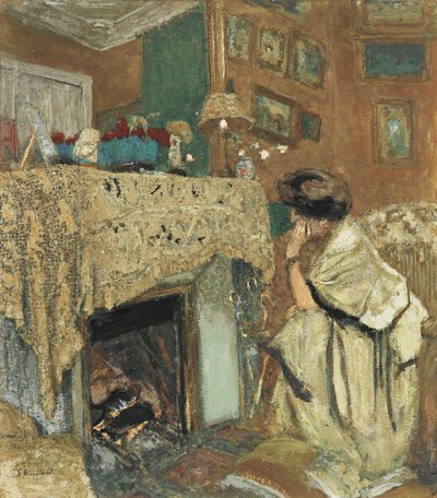 Madame Hessel takan ääressä, 1917-1918 tekijältä Edouard Vuillard