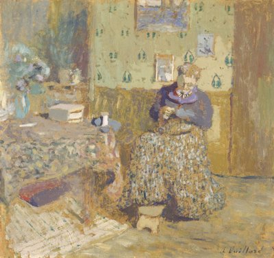 Madame Vuillard Ompelu, 1920 tekijältä Edouard Vuillard