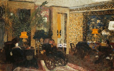 Huone, jossa on kolme lamppua, Rue St. Florentin; Kolmen lampun salonki, Rue St. Florentin, 1899 tekijältä Edouard Vuillard