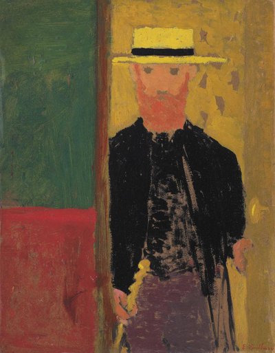 Omakuva olkihatulla, n. 1892. tekijältä Edouard Vuillard