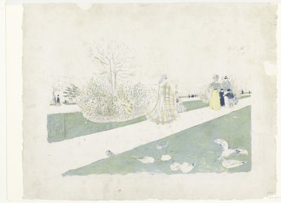 Vaeltajia Tuileries-puistossa Pariisissa Le Jardin des Tuileries tekijältä Edouard Vuillard