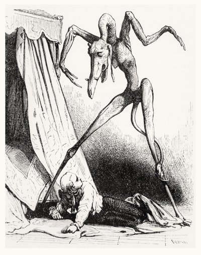 Kuvitus elokuvaan The Devil in Love, 1845 tekijältä Edouard de Beaumont