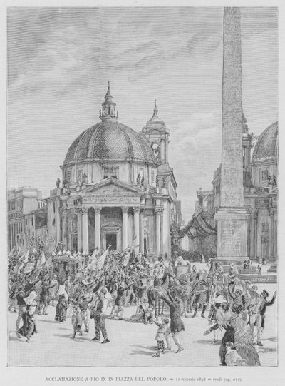 Ylistys Pius IX:lle Piazza del Popolossa tekijältä Edouardo Matania