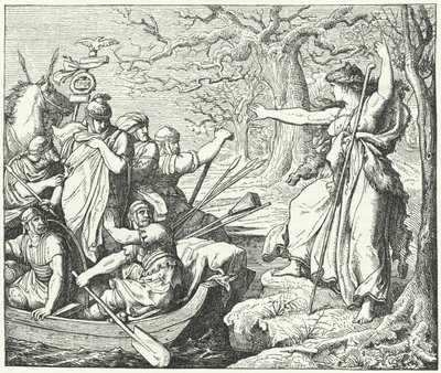 Roomalainen kenraali Nero Claudius Drusus Elbe-joella, 9 eKr tekijältä Eduard Bendemann
