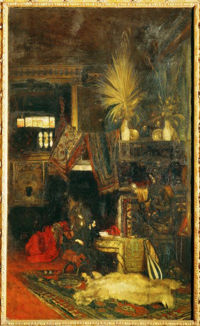 Taidemaalari Hans Makart ateljeessaan ... (maalaus kankaalle) tekijältä Eduard Charlemont