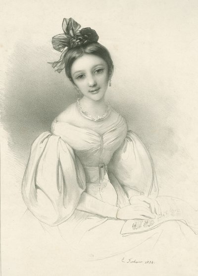 Clara Wieck-Schumannin muotokuva 1819-1896, 1832. tekijältä Eduard Clemens Fechner