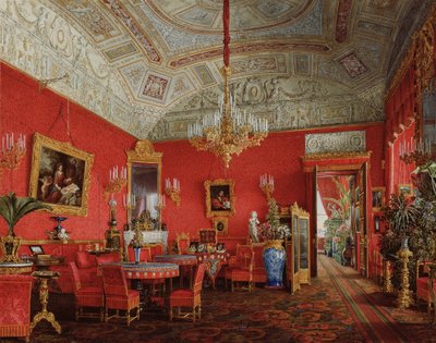 Talvipalatsin sisätilat. Keisarinna Aleksandra Fjodorovnan suuri sali, 1858 tekijältä Eduard Hau