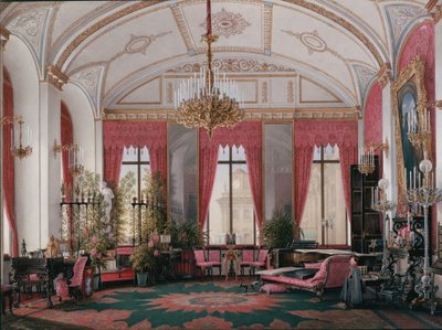 Talvipalatsin sisätilat. Keisarinna Maria Aleksandrovnan vadelmatutkimus, 1860-luku tekijältä Eduard Hau