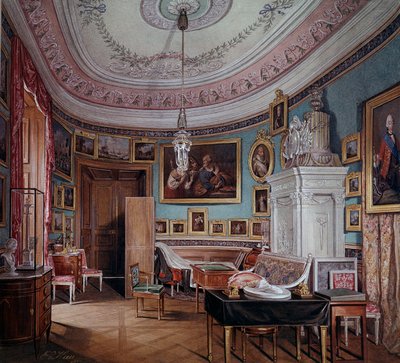 Näkymä Paavali I:n (1754-1801) huoneesta Gatchina-akvarelli Eduard (Edward) Hau (1807-1870) 1877 Pietari, Eremitaaši tekijältä Eduard Hau