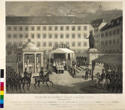 Franz I:n muistomerkin paljastaminen Graz: muistomerkin paljastaminen tekijältä Eduard Kaiser