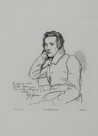 Runoilija Heinrich Heinen muotokuva 1797-1856 Franz Kuglerin mukaan vuodesta 1829, 1854 tekijältä Eduard Mandel