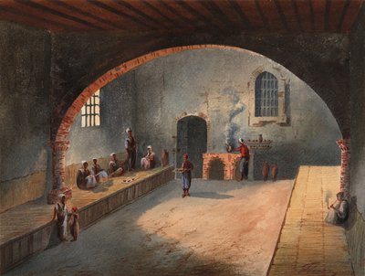 Algerian kahvila - Flores Ibanez, Eduardo (toiminut 1870-1889) - Vesiväri paperille - 27x35 - Museo Carmen Thyssen, Málaga tekijältä Eduardo Flores Ibáñez