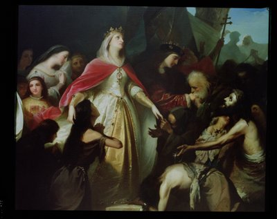 Yksityiskohta katolisista hallitsijoista, jotka ottivat vastaan kristittyjä vankeja Malagan valloituksen jälkeen vuonna 1487 tekijältä Eduardo Javier Ramon Cano de la Pena