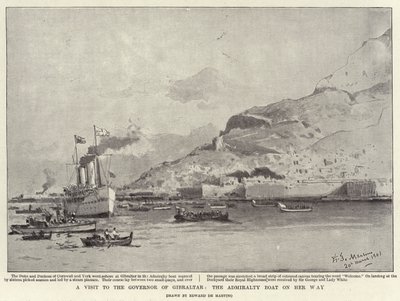 Vierailu Gibraltarin kuvernöörin luona, Admiralty-vene matkalla (litho) tekijältä Eduardo de Martino