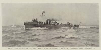Laivastomme uusin lisäys, HMS Havock, uusi torpedovenetuhoaja tekijältä Eduardo de Martino