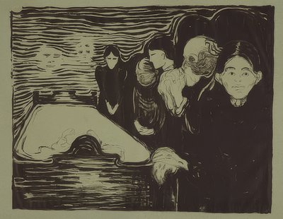 Kuolinvuoteella. 1896 tekijältä Edvard Munch