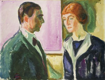 Jäähyväiset (Hugon ja Kathe Perlsin kaksoismuotokuva); Jäähyväiset (Hugo ja Kathe Perlsin kaksoismuotokuva), n. 1912 (öljy kankaalle) tekijältä Edvard Munch