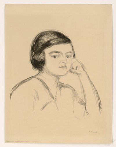 Nuori nainen (nuori nainen käsi poskella; tyttö käsivarteensa nojaten) tekijältä Edvard Munch