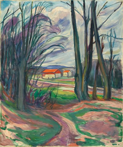 Maisema Skoyenissa, 1920-luku tekijältä Edvard Munch